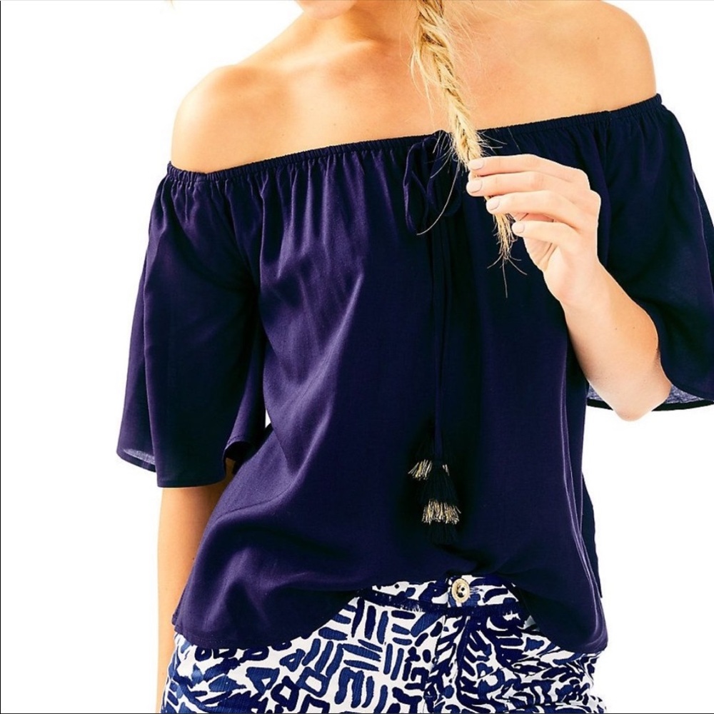 Lilly Pulitzer Sain Top True Navy Size Medium